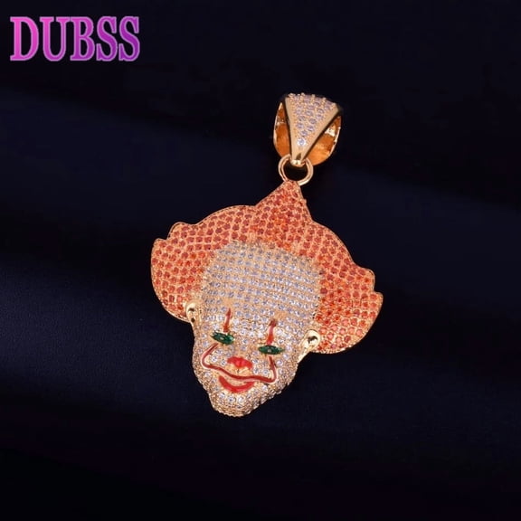 BUDSS Skull Pendant Necklace Bling Cubic Zircon Men's Hip Hop Rock Jewelry