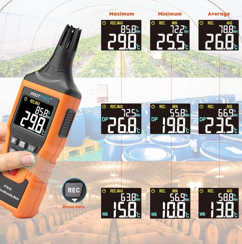 CRESTIN- Temperature Humidity Meter, Thermometer Hygrometer Monitor With Ambient