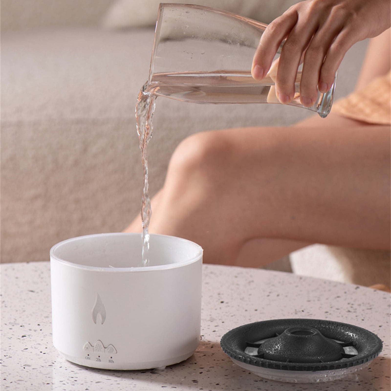Humidifier, Humidifiers for Bedroom, Oil Volcano Diffusers, 360ml Aromatherapy Diffuser with Multiple Mist Mode, Timer and Waterless Auto-Off, for Home Office,White