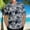 Blue, variant on EQWLJWE Men's Hawaiian Shirts Fashion Button Down Tees Tops Summer Men Color Block Short Sleeve Tropical Aloha Shirt
