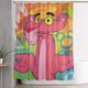 thumbnail image 1 of Cortina de ducha con diseño de pantera rosa, diseño de dibujos animados, con 12 ganchos, impermeable, lavable, de poliéster, para decoración del baño, 60 x 72 pulgadas, de hierro, 1 of 8