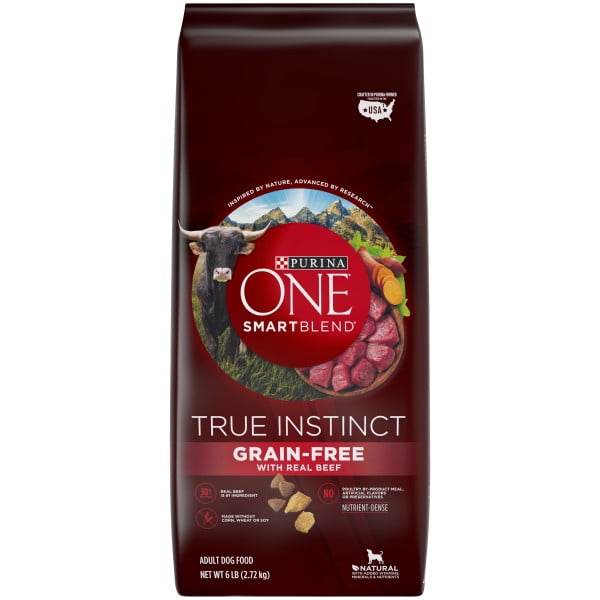 Purina One Grain Free Natural Dry Dog Food Smartblend True Instinct With Real Beef 6 Lb Bag Walmart Com Walmart Com