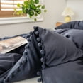 Move Over Navy Blue Duvet Cover Set Queen Solid Color Pom Poms Fringe