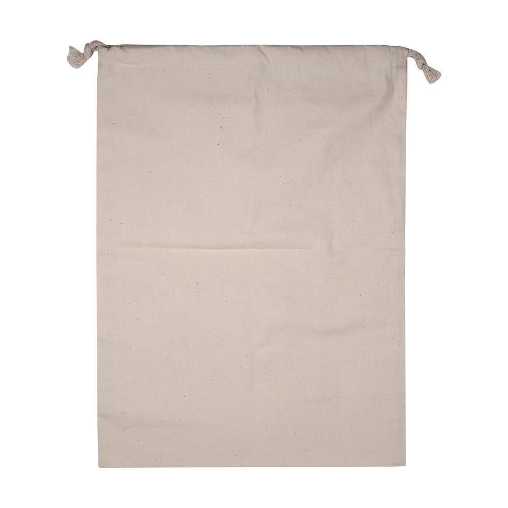 WALFRONT Household Plain Cotton Drawstring Storage Laundry Sack Stuff