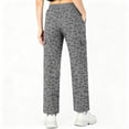 thumbnail image 4 of Womens Pants Leopard Print Elastic Waist Drawstring Wide Leg Cargo Pants With Multi Pockets Casual Loose Fit Athletic Lounge Pants For Daily Streetwear, 4 of 4