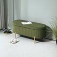thumbnail image 2 of HOMCOM Upholstered Bedroom Bench, Channel Tufted Ottoman Bench, Dark Green, 2 of 10