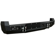 Vijay Compatible with 2005-2006-2007-2008-2009-2010-2011-2012-2013-2014-2015 Toyota Tacoma Rear Bumper Textured Black Steel with 4xLED Lights and 2xD-rings