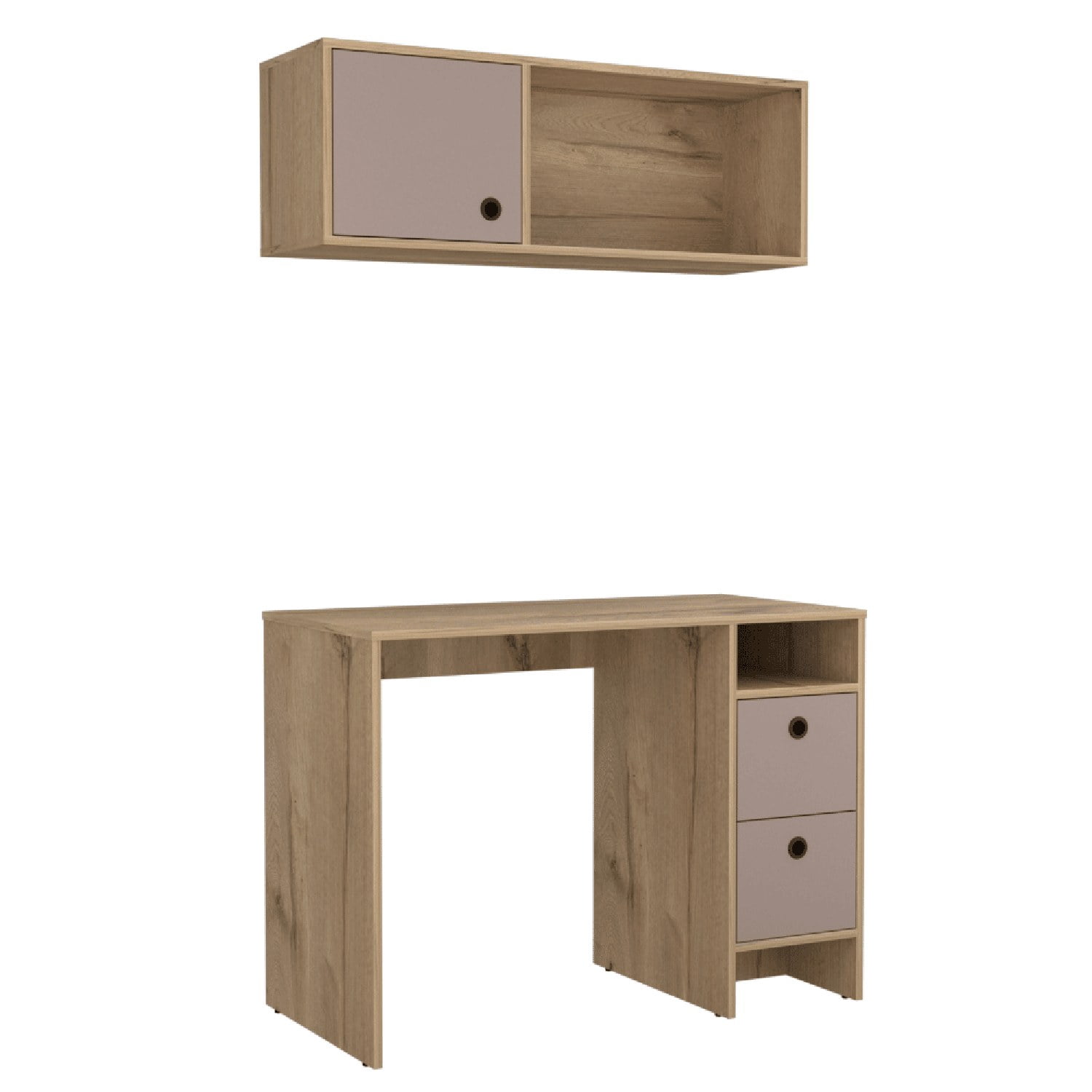 Compact Student Desk with Hutch, 39 in Writing Desk with Keyboard Drawer, Storage Drawer, and Five Hutch Shelves for Home Office