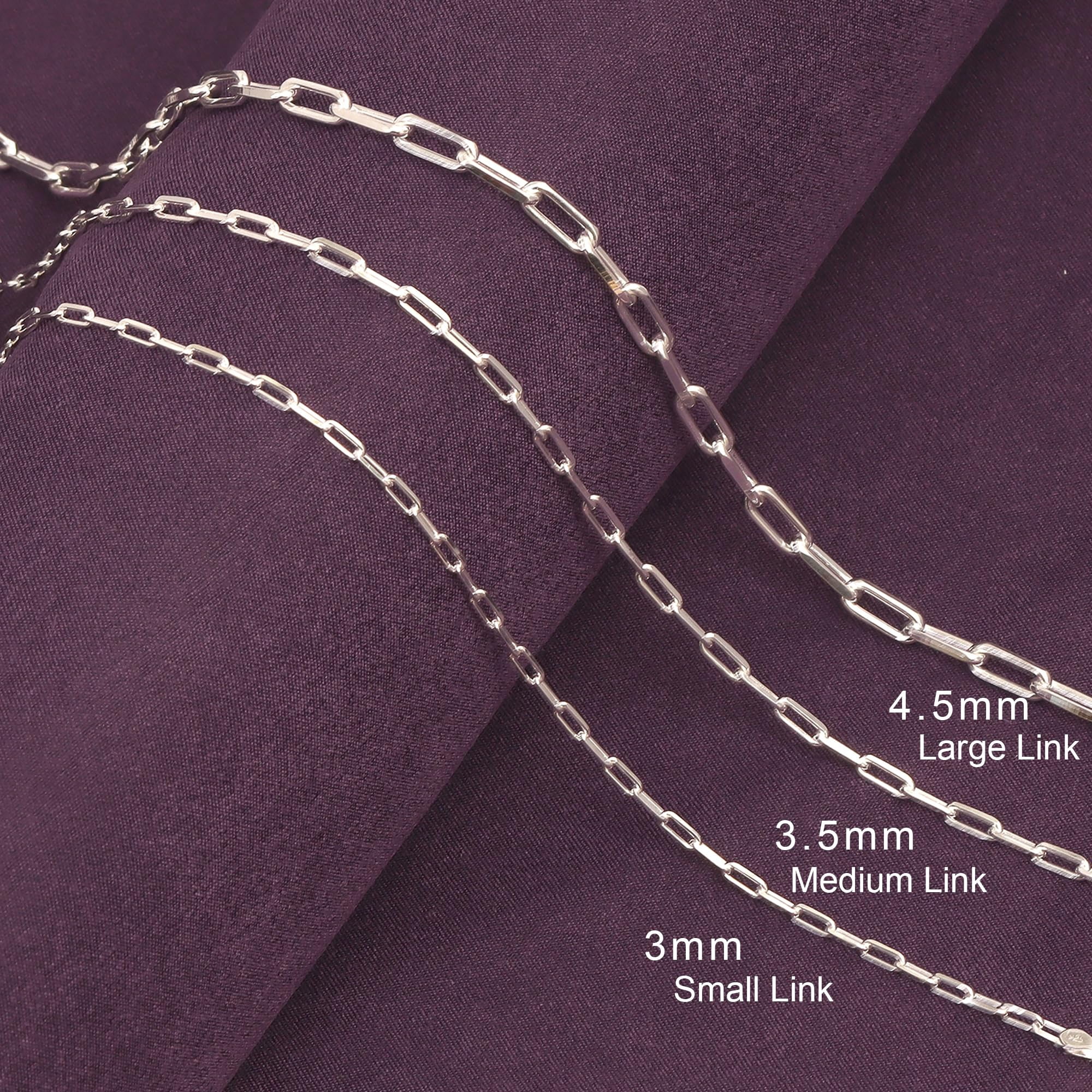 LeCalla 925 Sterling Silver Chain Necklace for Womens, Lightweight 3MM Italian PaperClip Link Chain Necklace 16" Inch Jewelry Gifts for Women