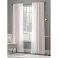 thumbnail image 5 of Pink Striped Semi Sheer Curtains 108 Inch Length 2 Panels Set,Modern White Striped Abstract Art Aesthetics Sheer Kitchen Curtain Privacy Voile Window Curtain for Living Room Bedroom Rod Pocket Drapes, 5 of 7