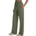 thumbnail image 6 of DPTALR Women's Ribbed Barrel Leg Wide Leg Comfy Fall Business Casual Lounge Pants,Army Green,Size M, 6 of 8