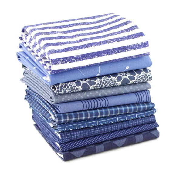 Dark Blue Fat Quarter Bundle (DK.BL.10FQ) by Mixed Designers for Southern Fabric