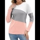 thumbnail image 2 of Blusas de Bloque de Color para Mujer, Estilo Túnica Informal de Larga con Cuello Redondo, Tipo Jersey. Rosa S, 2 of 8