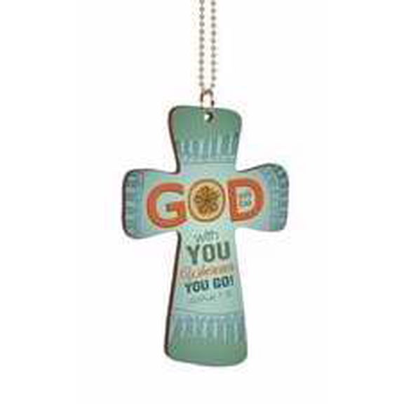 Car Charm-Cross-God Will Be With You... w/Chain (2.75 x 4)