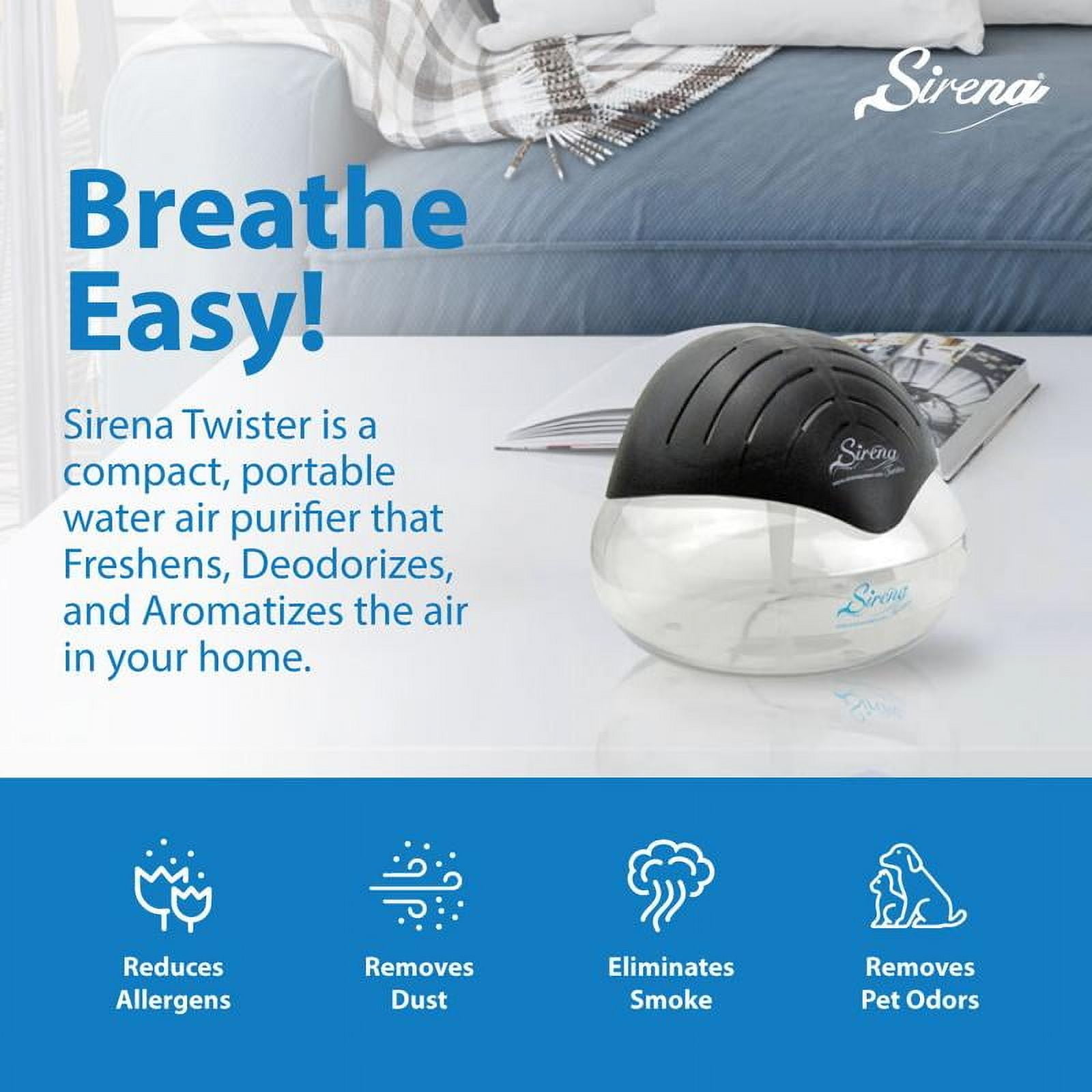 Black The Original Air Purifier Water Filter Air Cleaner For Home Essential Oil Aroma Diffuser With LED Night Light