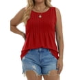 thumbnail image 3 of Fantaslook Womens Tank Tops Dressy Casual Sleeveless Blouses Crew Neck Pleated Tunic Shirts Summer Tops, 3 of 10