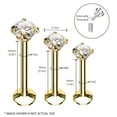 thumbnail image 2 of BodyJ4You 3PC Labret Stud Tragus Earring Set 16G Goldtone Steel Crystal Helix Lip Monroe Cartilage, 2 of 6