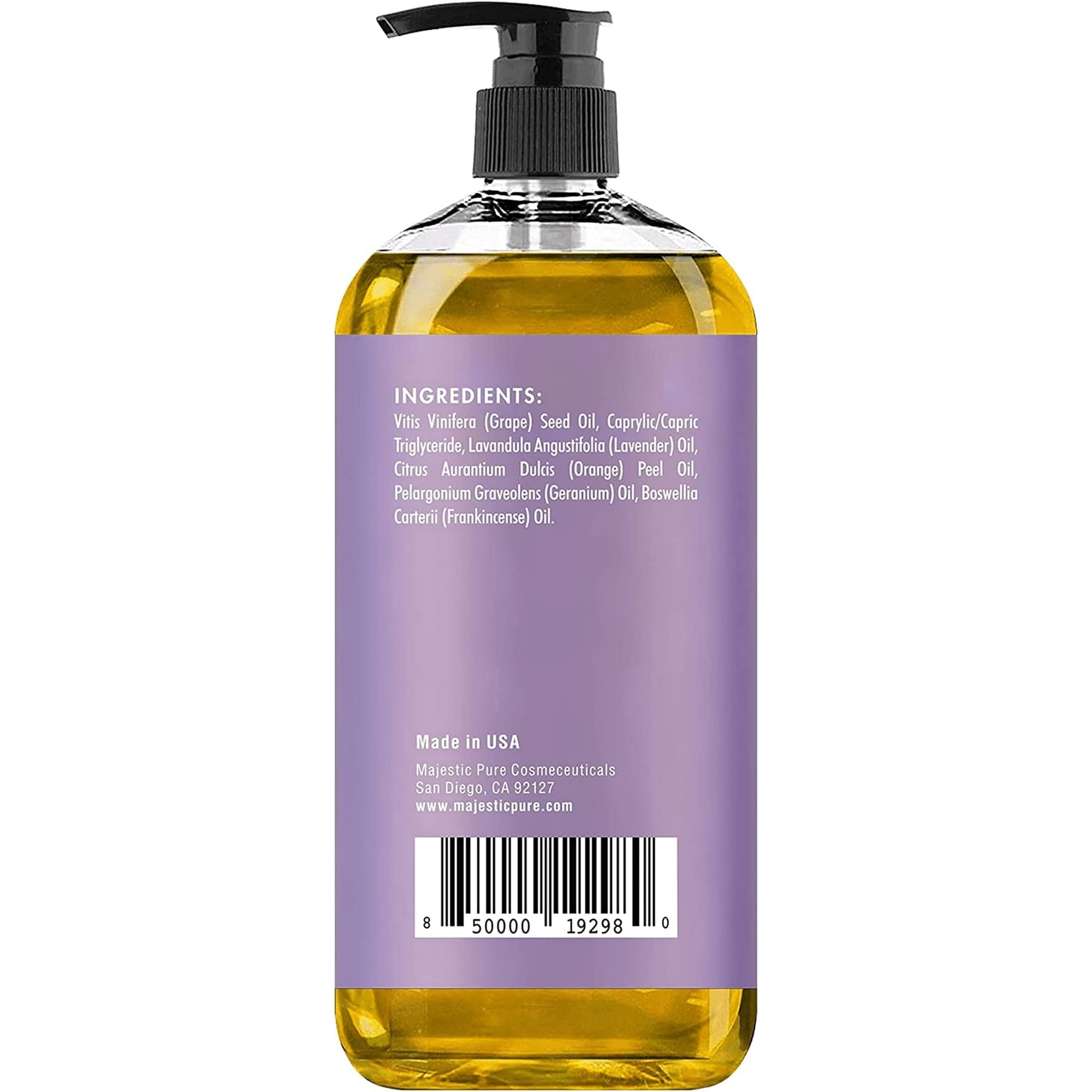 Majestic Pure Lavender Massage Oil for Men and Women - Great for Calming, Soothing and to Relax - Blend of Natural Oils for Premium Massaging and Aromatherapy - 8 fl oz.