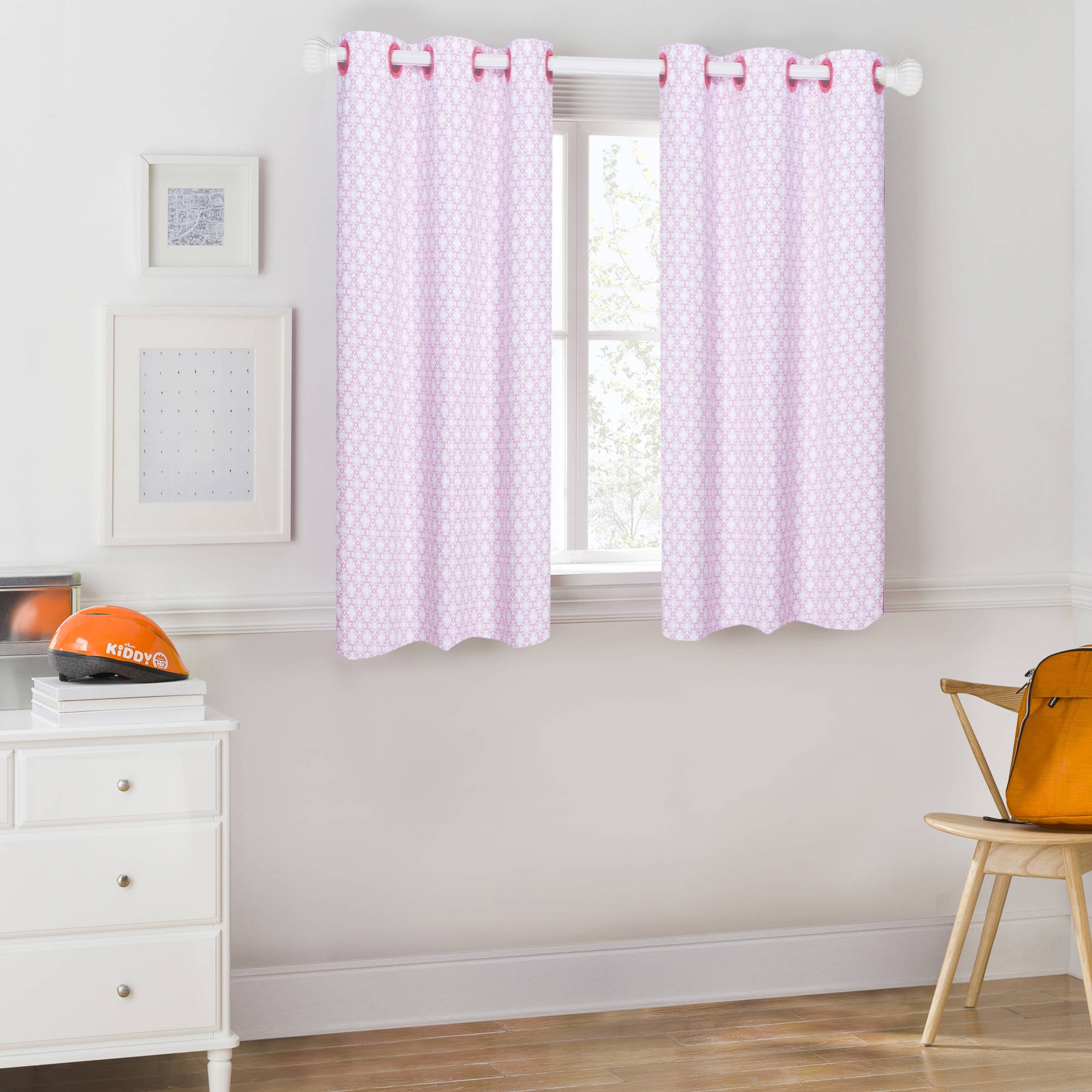 Mainstays Kids Pink Heart Scroll Room Darkening Coordinating Window