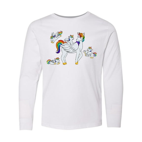 Inktastic Cute Unicorn Family Long Sleeve Youth T-Shirt