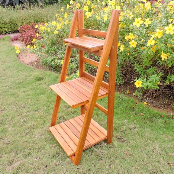 International Caravan Royal Fiji Acacia 3-Tier Plant Stand - Stain
