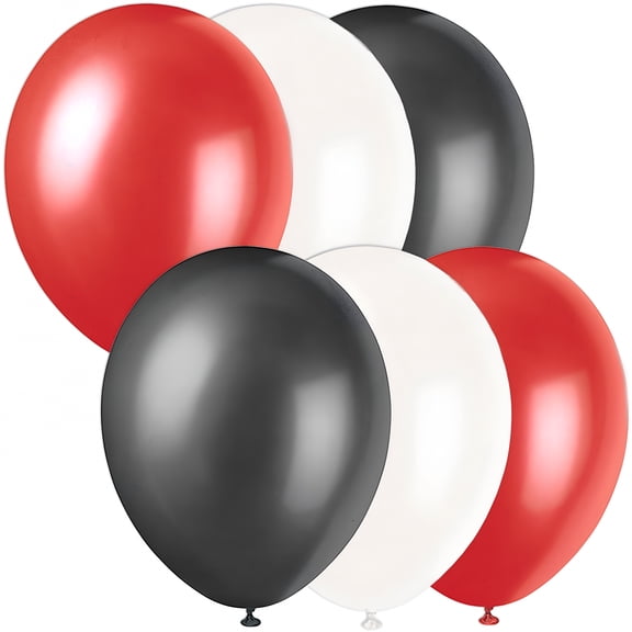 TELOLY Football Team Fan Solid 3-Color Party 11" Latex Balloons,6 CT,Red Black White