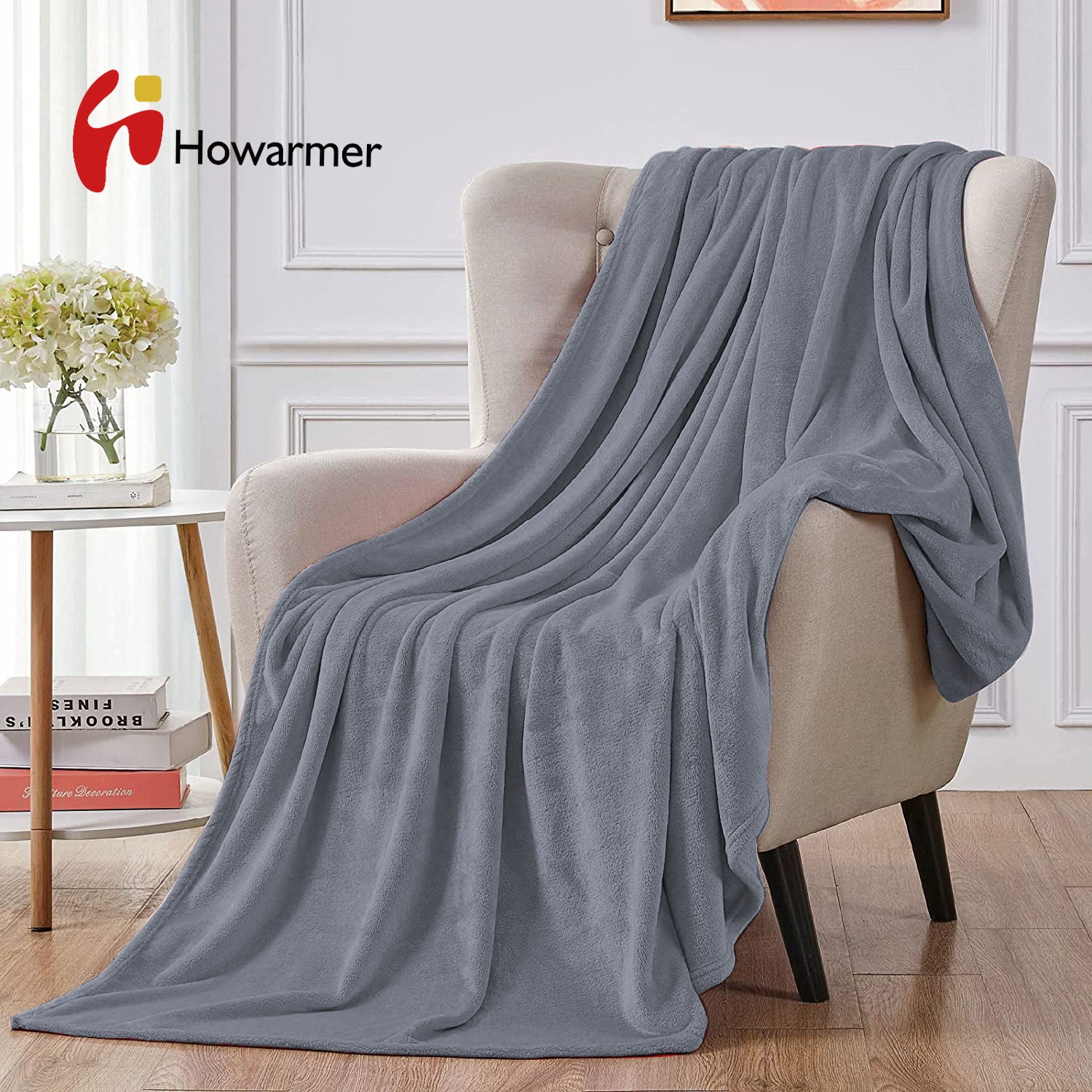 Grey, 40x60 KFZ Throw Blanket Flannel Fleece Sofa Throw Microfiber Super Soft Blanket Lightweight Cozy Plush Solid Blankets for Bed Twin Full Queen Throw Blanket 