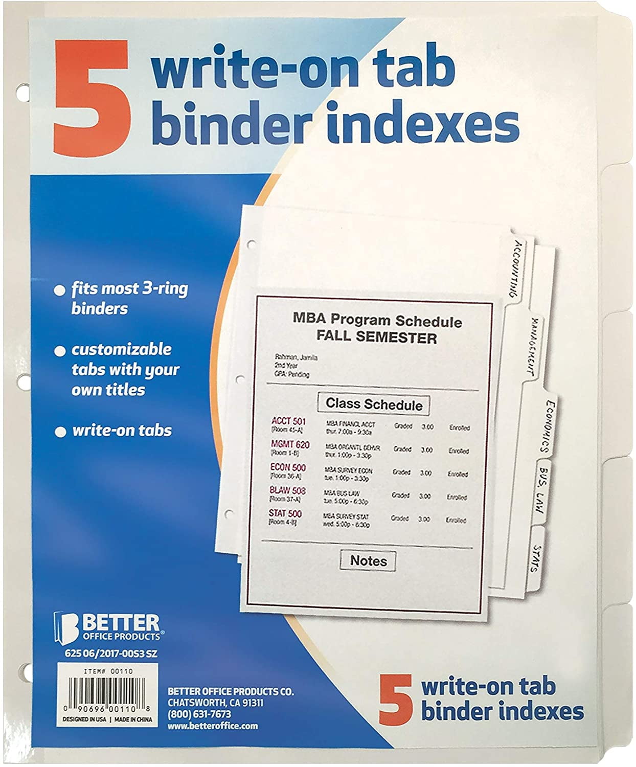 5 Tab Write On Paper Index Dividers, Box of 24 Sets, Letter Size