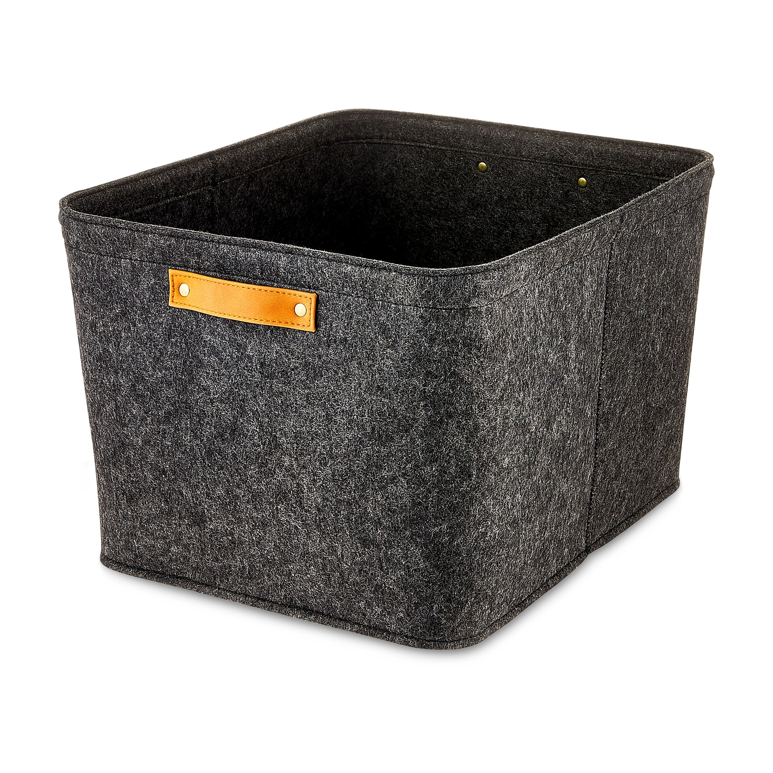 (2 pack) Mainstays Dark Gray Felt Decorative Storage Basket, 15 in x 11.02 in x 7.87 in