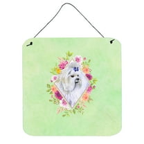 Carolines Treasures CK4319DS66 Maltese Green Flowers Wall or Door Hanging Prints 6x6 multicolor