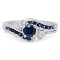 thumbnail image 3 of Dazzlingrock Collection 14K Round Blue Sapphire And White Diamond Swirl Bridal Engagement Ring Set, White Gold, Size 5.5, 3 of 5