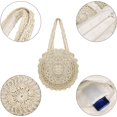 thumbnail image 3 of Bolso De PajaRedondoBolso De Playa De VeranoPara MujerCrochetCorrea Para El HombroConEstiloBohoTejidoBolso ParaVacacionesViajesComprasYUso Diario, 3 of 5