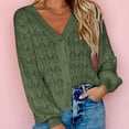 thumbnail image 6 of Lovskoo Short Cardigan Sweaters for Women Long Sleeved Crochet Shawl Front Open V-Neck Button Down Knit Tops Green, 6 of 9