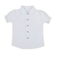 thumbnail image 2 of Girls' School Shirts Short Sleeve Uniform Solid/Striped Print Kids Button Down Collared Blouses Tops (11-12 Years, White #D), 2 of 6