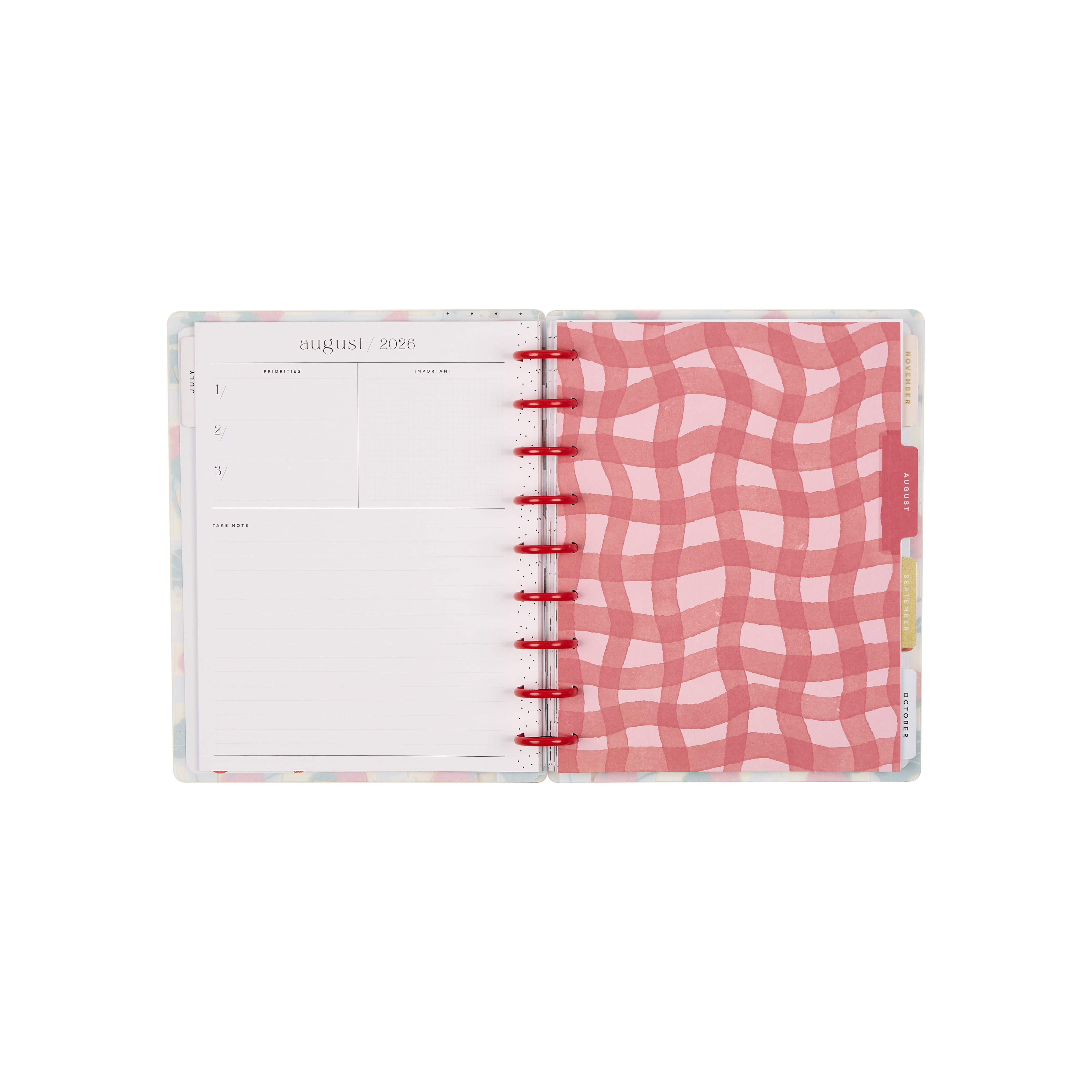 Happy Planner Strawberry Picnic Dated 12-Month Planner, July 2026 – June 2027, Classic Size, Horizontal Layout, Disc-Bound, 3 Bonus Months, 2 Sticker Sheets, 7" x 9.25"