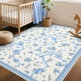 thumbnail image 2 of Garvee 10x13 Area Rug Modern Floral Print Rugs for Living Room, Machine Washable Rug Soft Non Slip Indoor Rug Carpet, Low Pile Ultra Thin Farmhouse Rugs for Bedroom Home Decor, Beige and Blue, 2 of 7