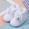thumbnail image 2 of Jkety Toddler Girl Shoes Baby Boys Girls Cozy Fleece Booties with Grippers Stay On Slipper Socks Toddler Crib Winter Shoes for Boys Girls White,4, 2 of 7