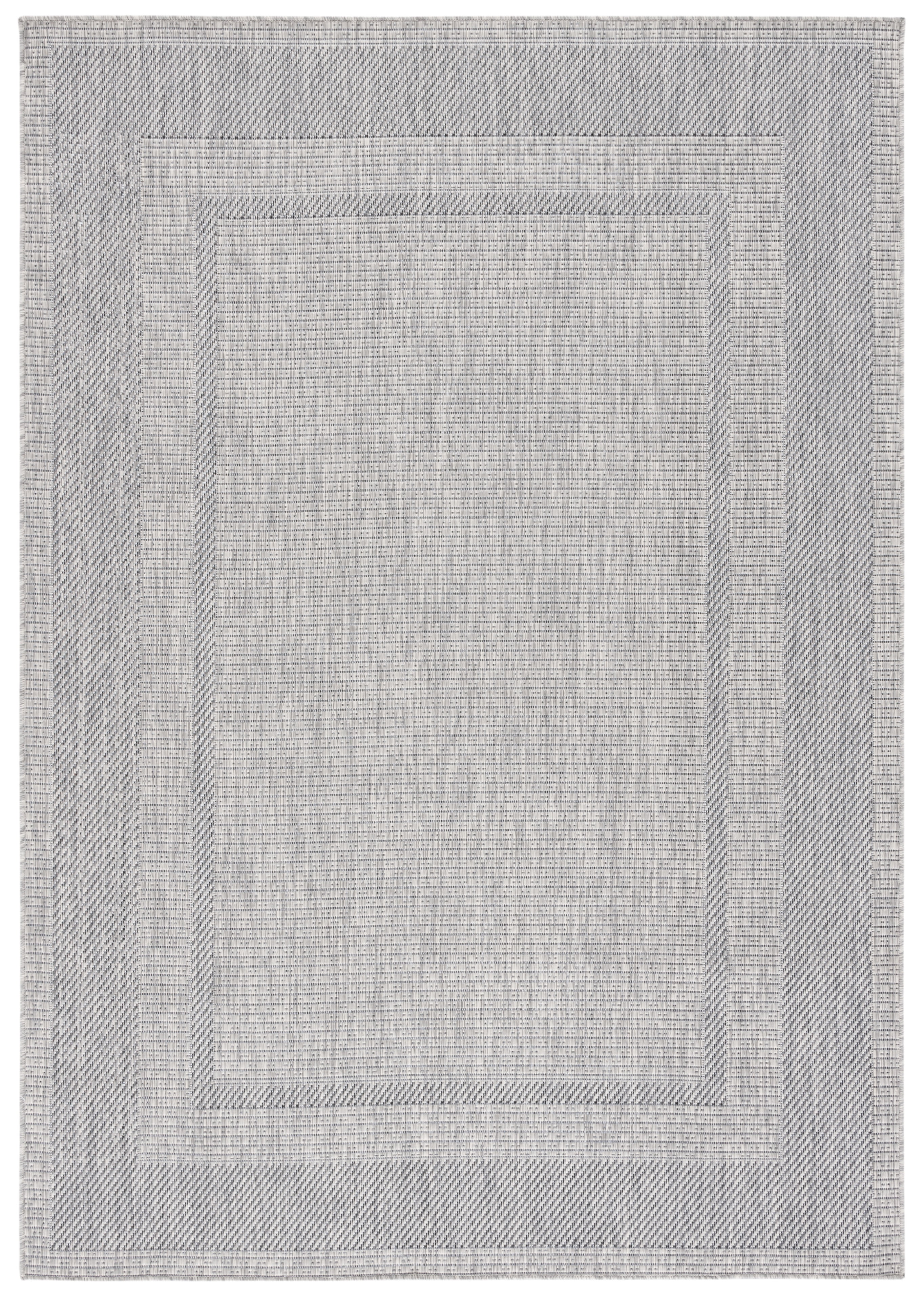 SAFAVIEH Beach House Joakim Bordered Indoor/Outdoor Area Rug, Gray/Charcoal, 5'3" x 7'6"