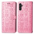 thumbnail image 2 of Allytechgroup Flip Wallet Case [Cat & Dog Cute Embossed Pattern] for Samsung Galaxy A54 5G with Card Slots Cash Holder, Magnetic Clasp Shockproof Kickstand Cover with Hand Strap, Pink, 2 of 8