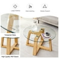 thumbnail image 6 of Coffee Table, Round Coffee Table for Living Room Modern Glass Coffee Table with Solid Wood Legs Modern Mid Century Center Table Large Circle Cocktail Table (Natural + Transparent, 31.5in), 6 of 8