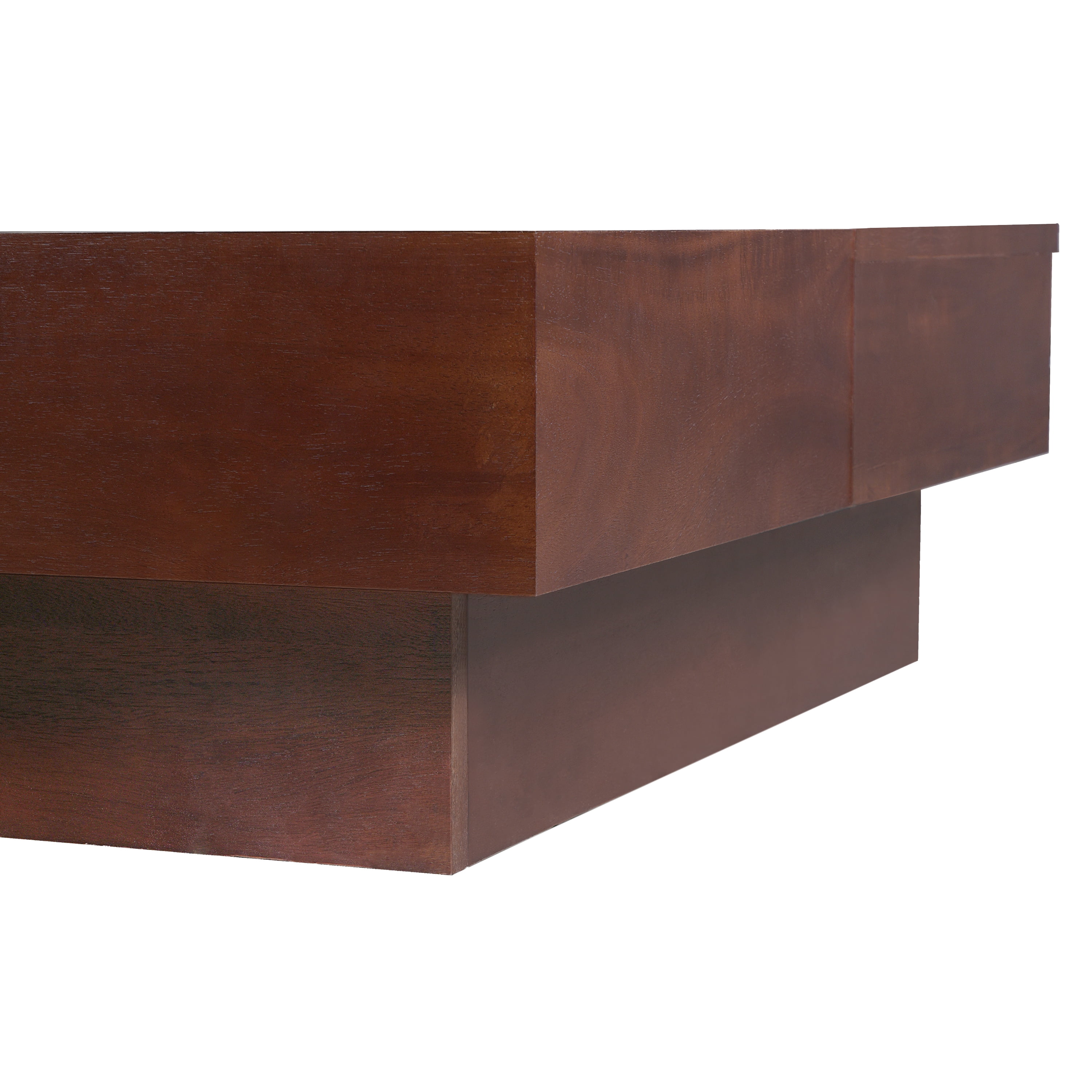 Coffee Table, Italian Retro Style Acacia Wood Coffee Table With Storage Compartments, Square Design For Living Room Lounge, Brown Black