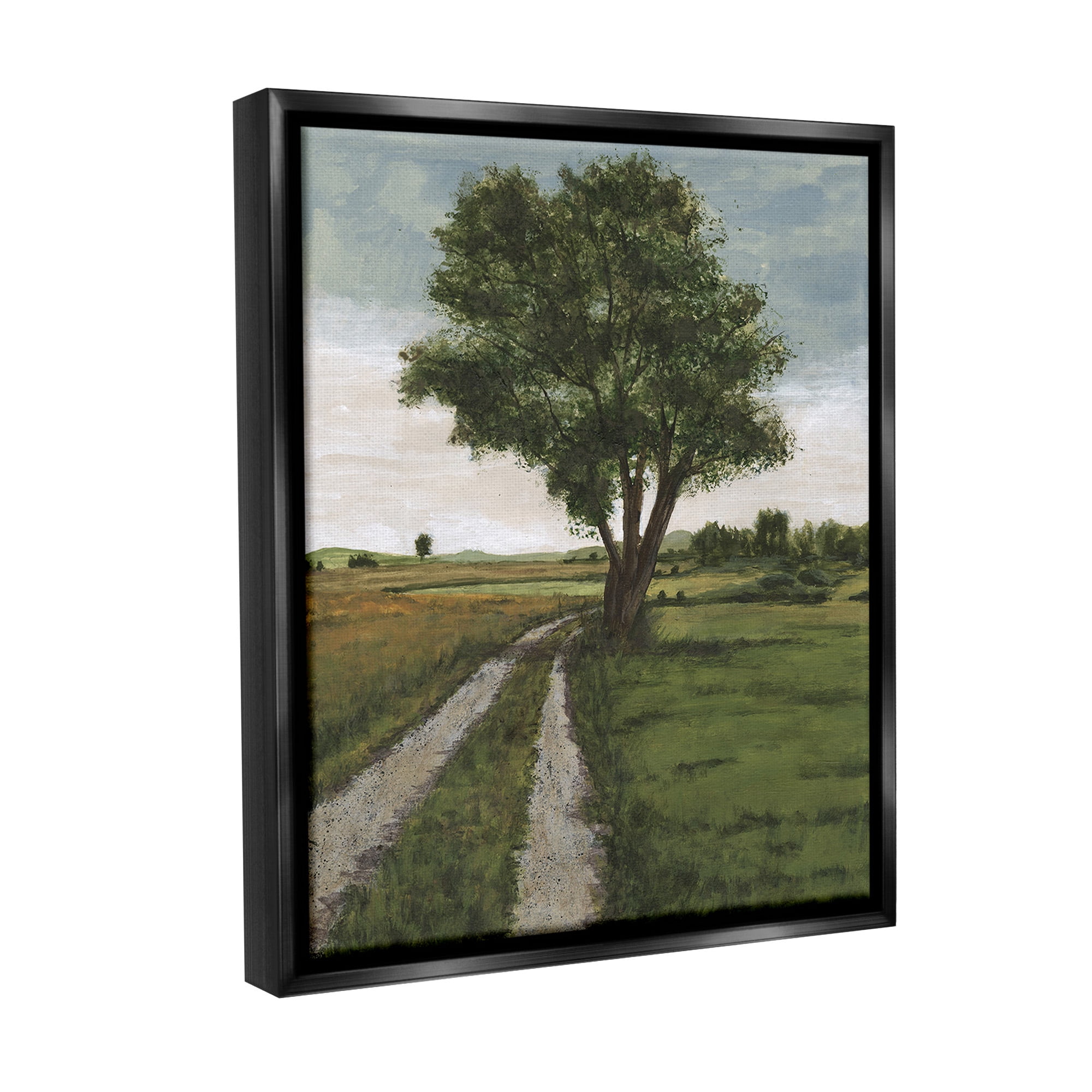 Stupell Industries Traditional Country Road Landscape Painting Black Floater Framed Canvas Art Print Wall Art, 25 x 31