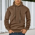 thumbnail image 2 of HXWCHs Men's Budget-Friendly Hoodie Men's Solid Color Pullover Hoodie Casual Loose Fit Sports Sweatshirt Long Sleeve Comfortable Streetwear Coffee S, 2 of 8