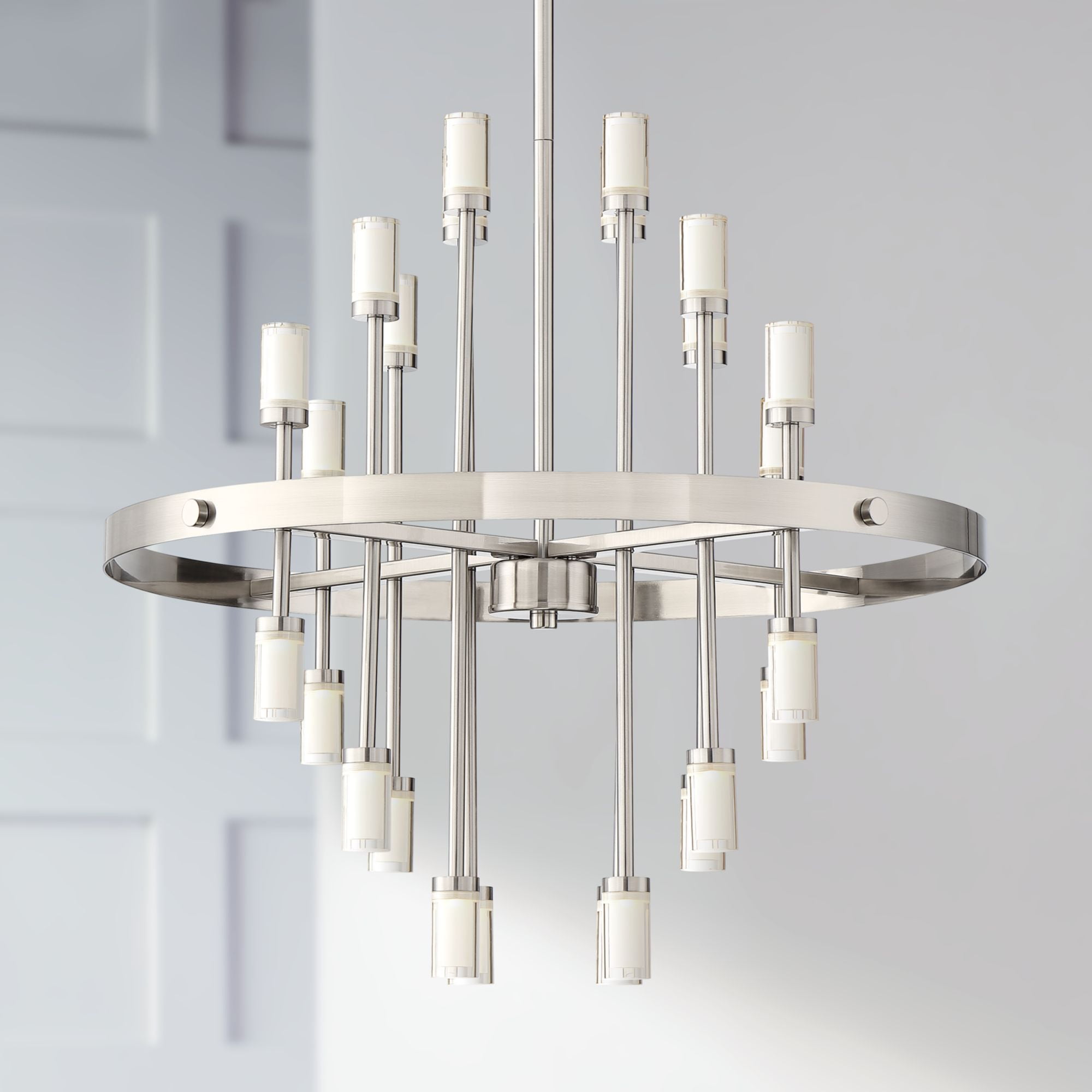 Possini Euro Design Glenrose 26 W Brushed Nickel 24 Light Led Pendant