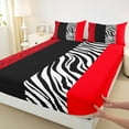 thumbnail image 3 of Manfei Red Cheetah Print Bed Sheets, Fashion Leopard Zebra King Sheets, Abstract Stripes Sheet Set, Breathable Home Decor, 4pcs, 3 of 7