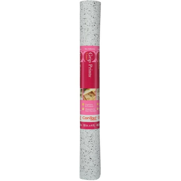 Grip Prints Granite Non-Adhesive Shelf Liner - Black and White, 18" x 4'