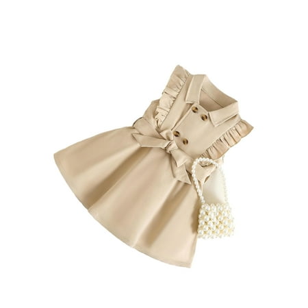 

Cute Plain Collar Shirt Sleeveless Khaki Baby Dresses (Baby s)