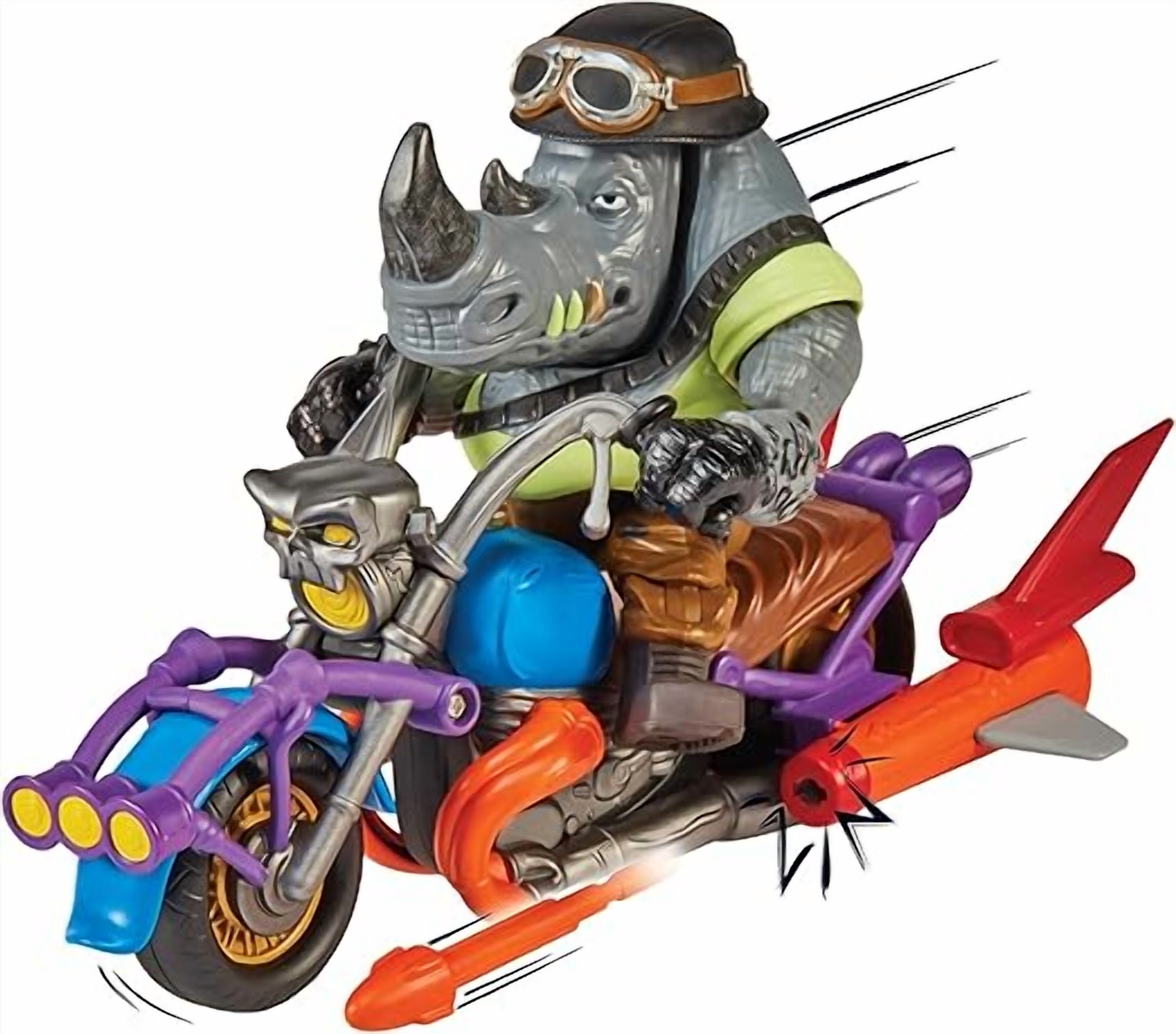 Teenage Mutant Ninja Turtles Mutant Mayhem Chopper Cycle with Rocksteady Vehicle & Action Figure.