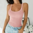 thumbnail image 2 of Wyobmus Womens Casual Tank Tops form Fitting Sleeveless Scoop Neck Tops Ribbed Knit Summer Spaghetti Straps Basic Cami Shirts S-5X B-Pink, 2 of 6