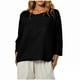 thumbnail image 2 of Ropa urbana para mujer,Camiseta informal estampada de manga 3/4 para mujer, corte holgado, poliéster, cuello redondo, para uso diario, sopatenor, 2 of 8